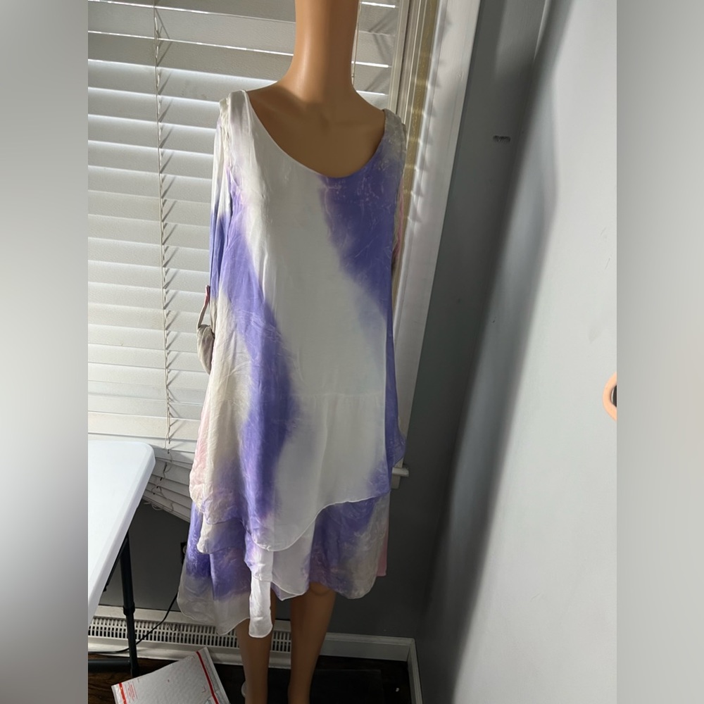 PRONTOMODA Italy silk OMBRE tie dye dress size S painted